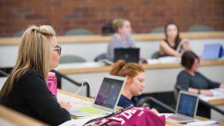 students attend class at McGeorge School of Law
